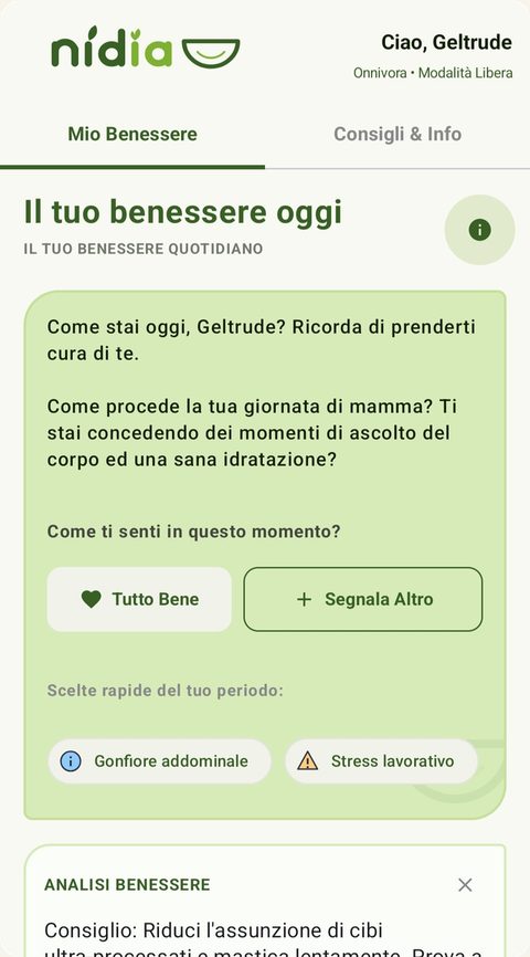 Registrazione di un sintomo nel benessere quotidiano
