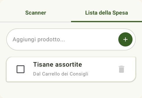 Prodotto aggiunto alla lista della spesa
