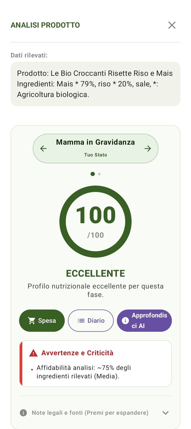 Analisi prodotto con punteggio 100/100 eccellente
